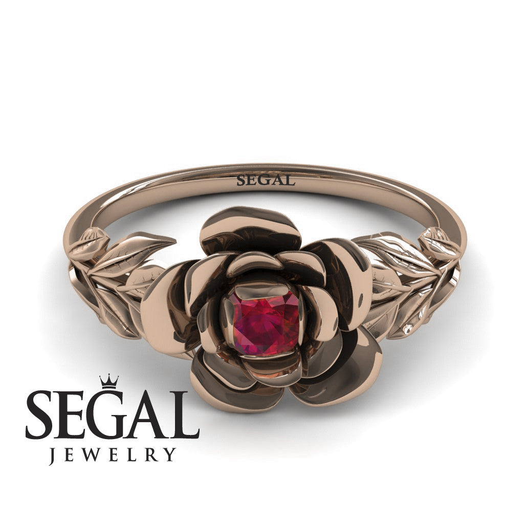 Soft Flower And Leaves Ruby Ring- Adalyn no. 8